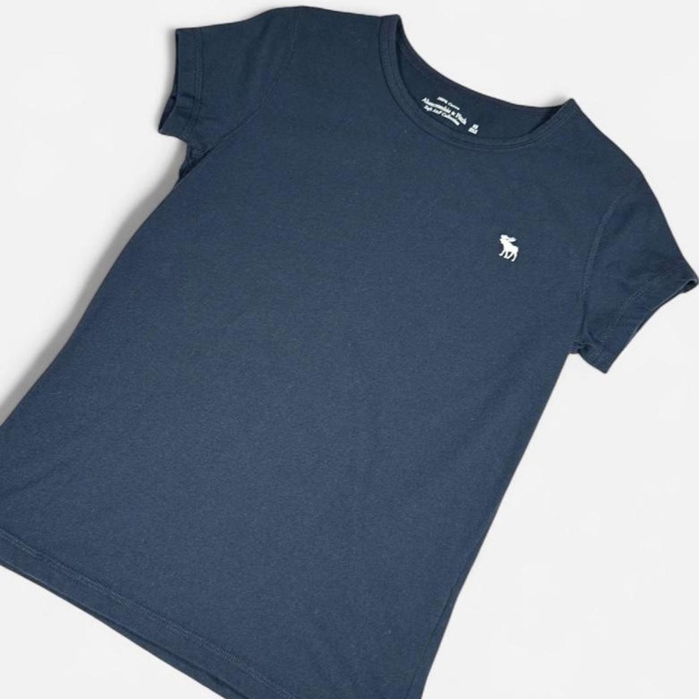 Abercrombie and Fitch, Baby Tee, Moose, Soft A&F Collection, Navy Blue, XS